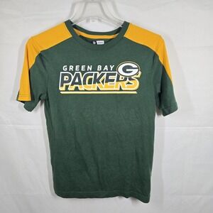 Green Bay Packers NFL Team Apparel Mens Small T-Shirt Green‎ Gold Cotton Blend